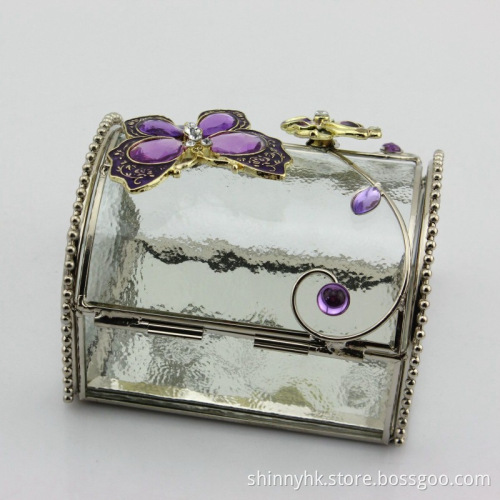 Shinny Gifts Butterfly Glass Jewelry Boxes